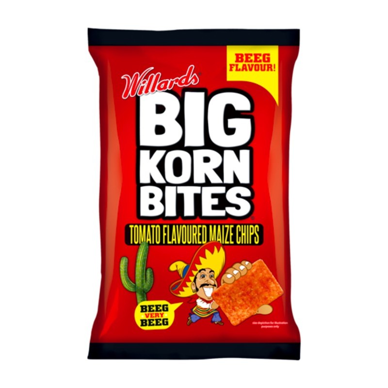 Willards Big Korn Bites Tomato Flavoured Maize Chips 120g