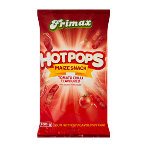 Frimax Hot Pops Tomato Chilli Flavoured Maize Snack 100g