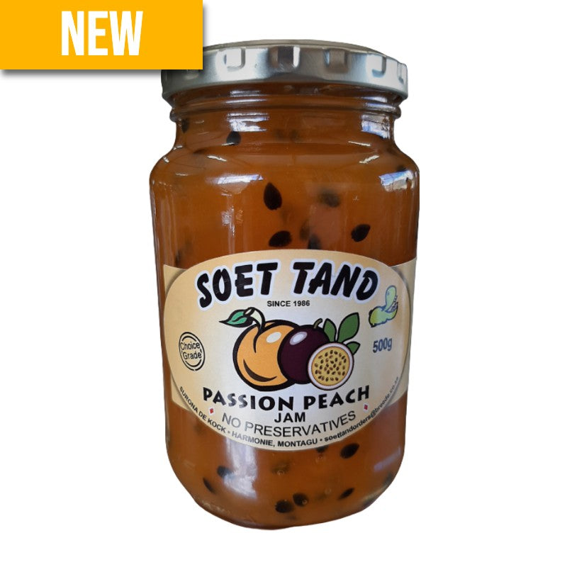 Soet Tand Passion Peach Jam 500g bottle